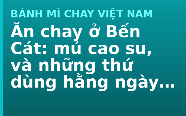 Ăn chay ở Bến Cát: mủ cao su, và những thứ dùng hằng ngày làm từ cây