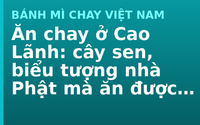 Ăn chay ở Cao Lãnh: cây sen, biểu tượng nhà Phật mà ăn được từ gốc tới ngọn