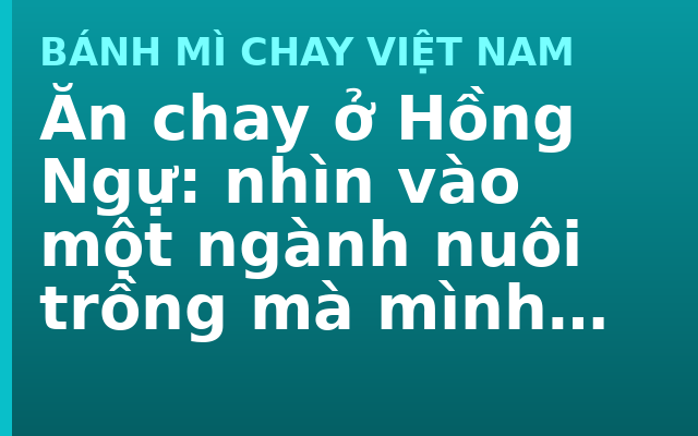 Ăn chay ở Hồng Ngự: nhìn vào một ngành nuôi trồng mà mình không tiêu thụ