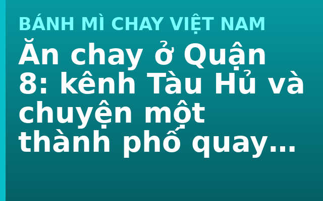 Ăn chay ở Quận 8: kênh Tàu Hủ và chuyện một thành phố quay lưng lại với sông