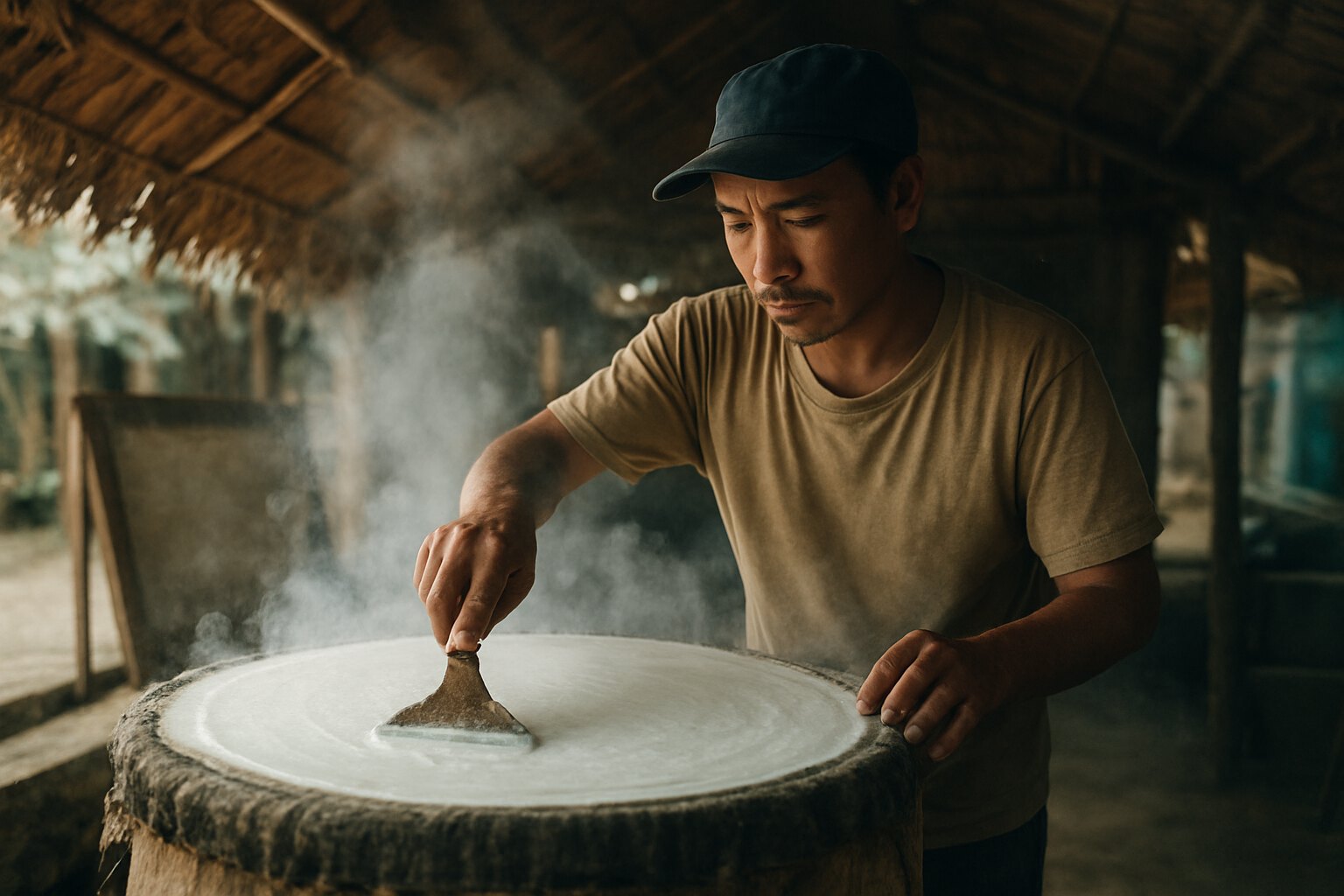 Ăn chay ở Cái Bè: những lò làm bánh tráng, cốm và kẹo dừa mở cửa cho khách xem